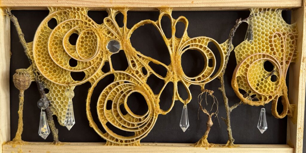 Poppy Pods Art in collaboration with bees